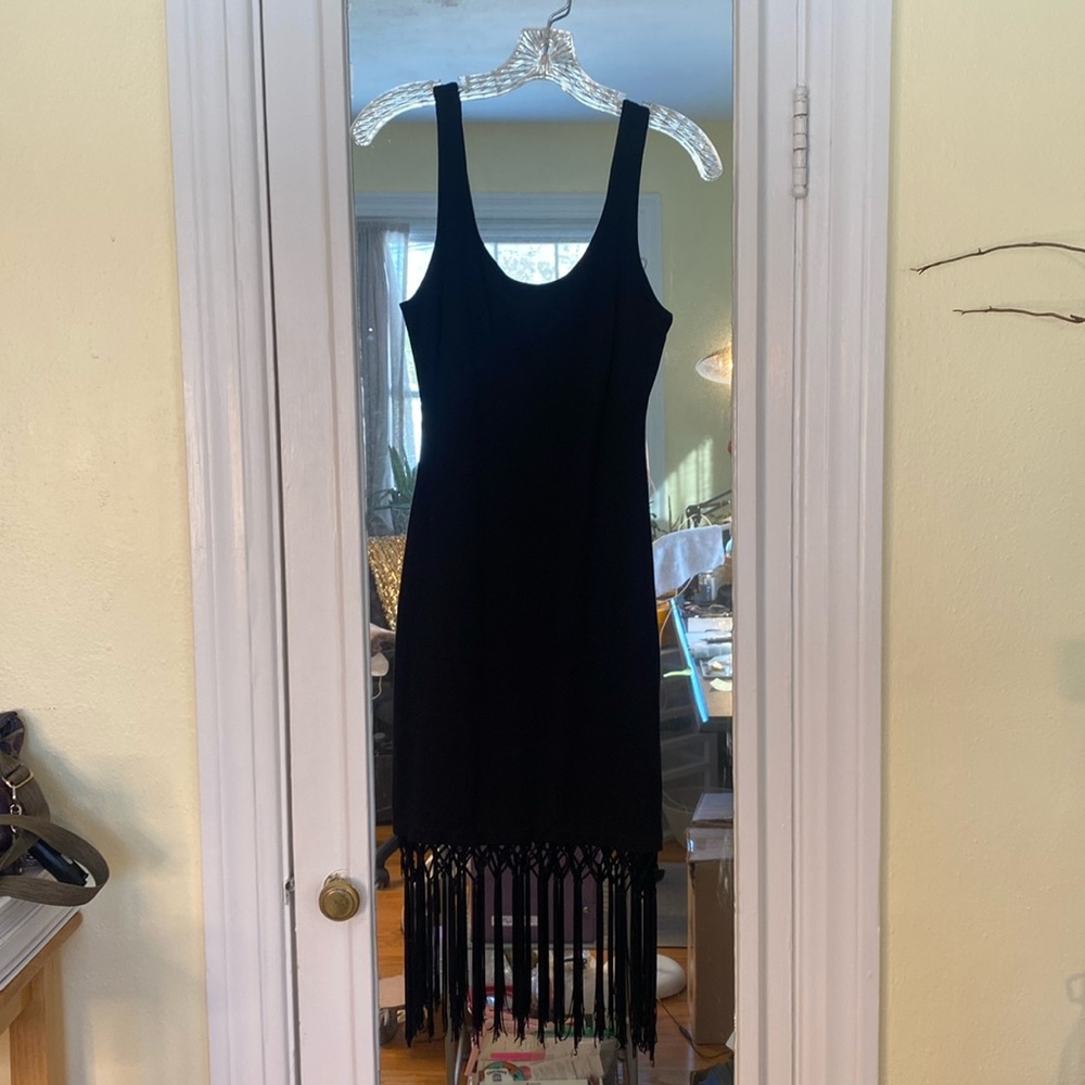 Little black tank dress with fringe